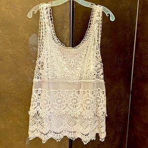 TAUPE 2 PC CROCHETED OPENWORK TANK! GORGEOUS MINT!